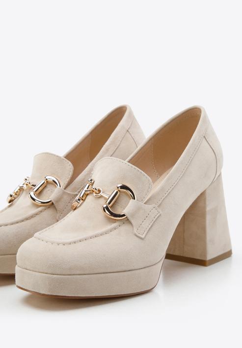 Suede platform shoes, light beige, 96-D-509-5-39, Photo 7