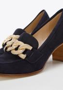 Suede court shoes with decorative chain, navy blue, 96-D-110-N-35, Photo 8