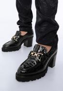 Croc-embossed patent leather court shoes with buckle detail, black, 97-D-108-1-37_5, Photo 15