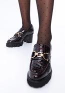 Croc-embossed patent leather court shoes with buckle detail, burgundy, 97-D-108-3-38_5, Photo 15