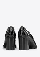 Croc-embossed patent leather court shoes with buckle detail, black, 97-D-108-3-40, Photo 4