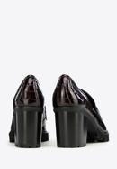 Croc-embossed patent leather court shoes with buckle detail, burgundy, 97-D-108-1-41, Photo 4