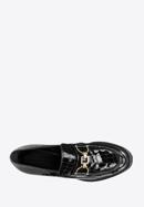 Croc-embossed patent leather court shoes with buckle detail, black, 97-D-108-3-38, Photo 5