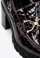 Croc-embossed patent leather court shoes with buckle detail, burgundy, 97-D-108-3-39, Photo 7
