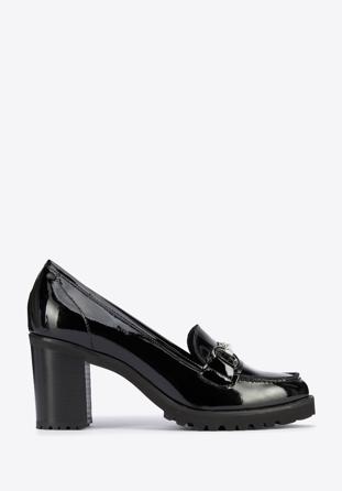 Patent leather court shoes, black-silver, 95-D-100-1L-40, Photo 1