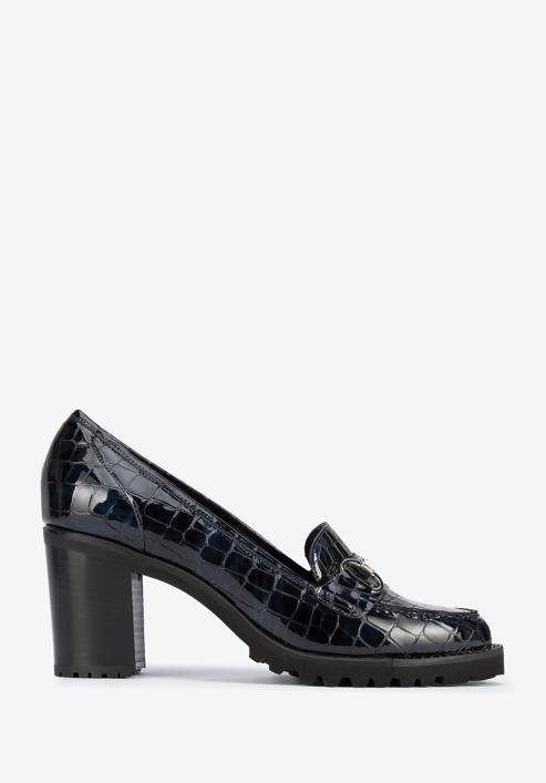 Patent leather court shoes, navy blue, 95-D-100-1-38, Photo 1