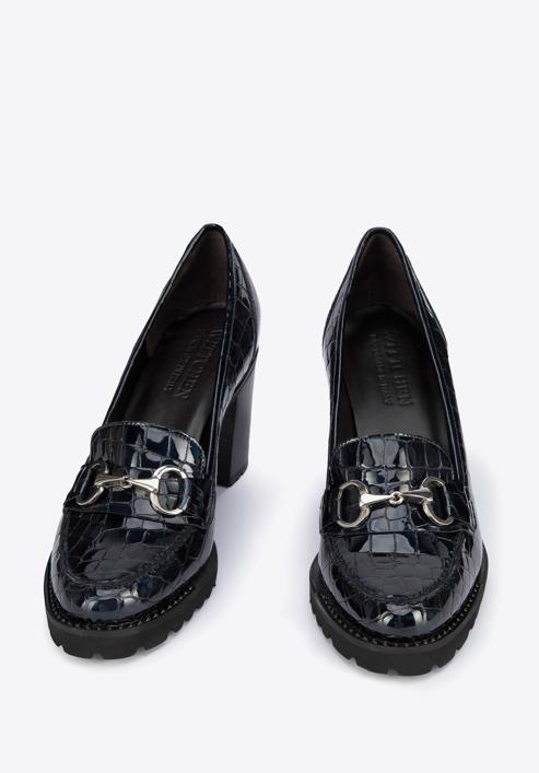 Patent leather court shoes, navy blue, 95-D-100-4-40, Photo 2