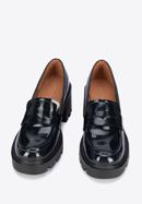 Patent leather platform court shoes, navy blue, 95-D-519-N-37, Photo 2