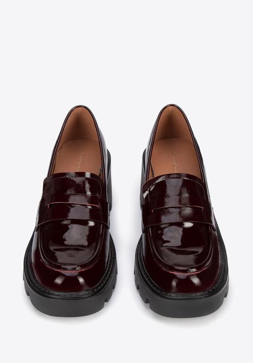 Patent leather platform court shoes, burgundy, 95-D-519-1-37, Photo 3