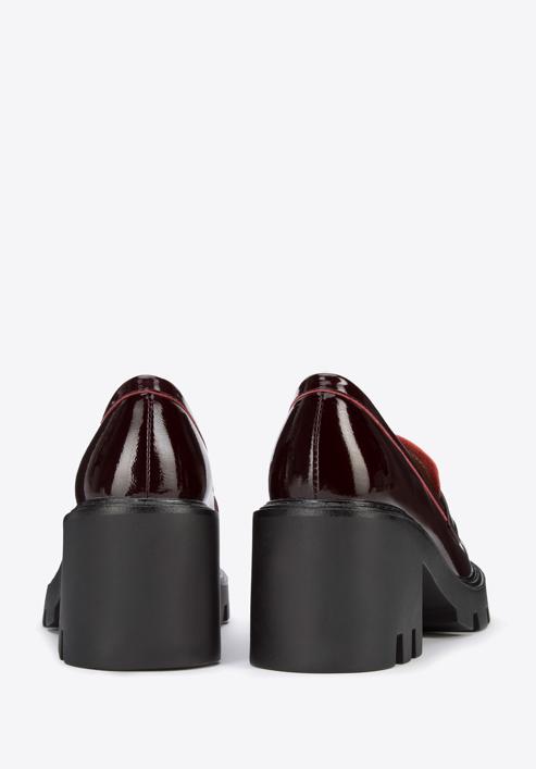 Patent leather platform court shoes, burgundy, 95-D-519-N-37, Photo 4