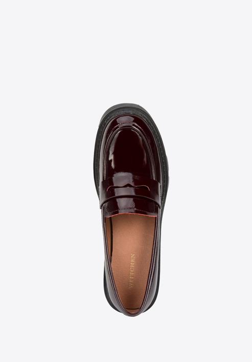Patent leather platform court shoes, burgundy, 95-D-519-3-37, Photo 5