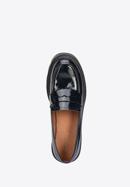 Patent leather platform court shoes, navy blue, 95-D-519-N-37, Photo 5
