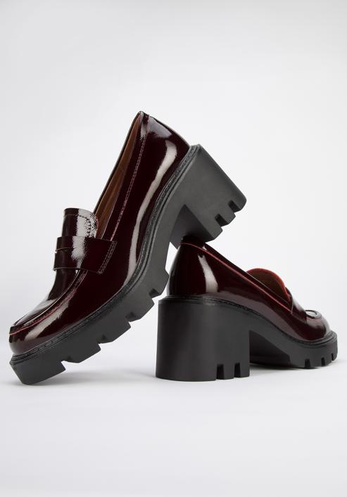 Patent leather platform court shoes, burgundy, 95-D-519-3-40, Photo 7