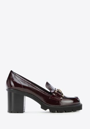 Patent leather court shoes with buckle detail, deep burgundy, 97-D-107-3-35, Photo 1