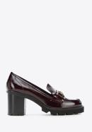 Patent leather court shoes with buckle detail, deep burgundy, 97-D-107-1-38_5, Photo 1