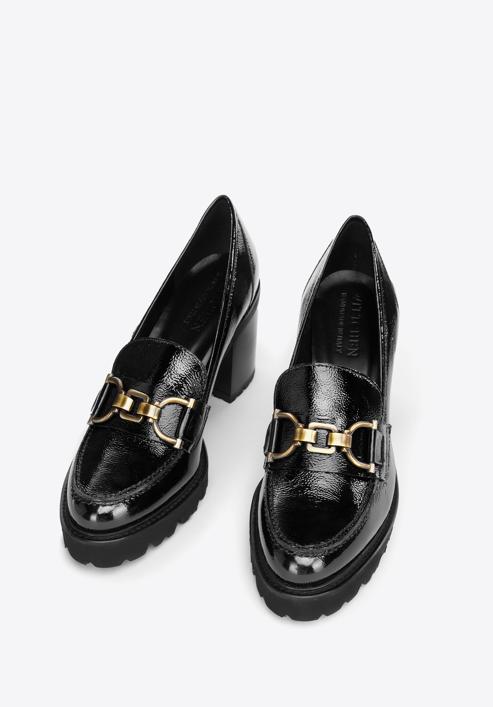 Patent leather court shoes with buckle detail, black, 97-D-107-1-38_5, Photo 2