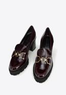 Patent leather court shoes with buckle detail, deep burgundy, 97-D-107-1-39, Photo 2
