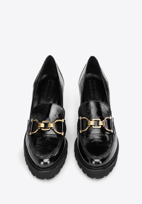 Patent leather court shoes with buckle detail, black, 97-D-107-3-37, Photo 3