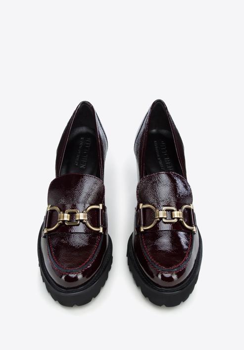 Patent leather court shoes with buckle detail, deep burgundy, 97-D-107-3-40, Photo 3