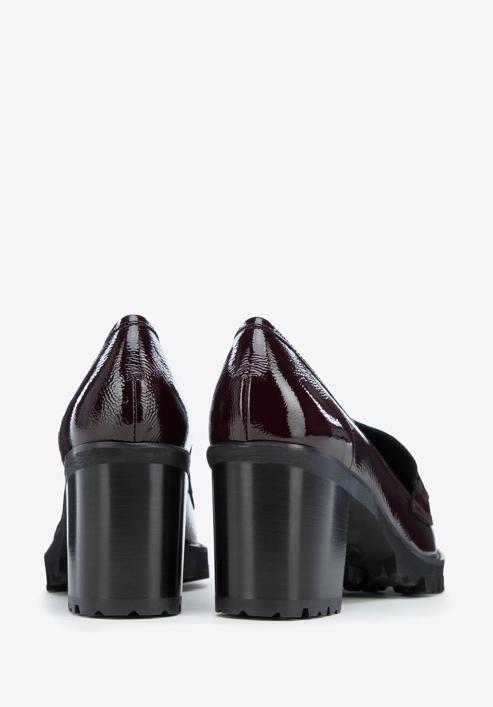 Patent leather court shoes with buckle detail, deep burgundy, 97-D-107-3-39_5, Photo 4