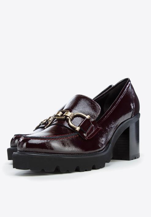 Patent leather court shoes with buckle detail, deep burgundy, 97-D-107-1-38, Photo 7