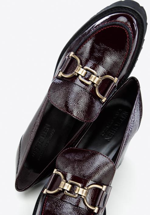 Patent leather court shoes with buckle detail, deep burgundy, 97-D-107-3-37_5, Photo 8