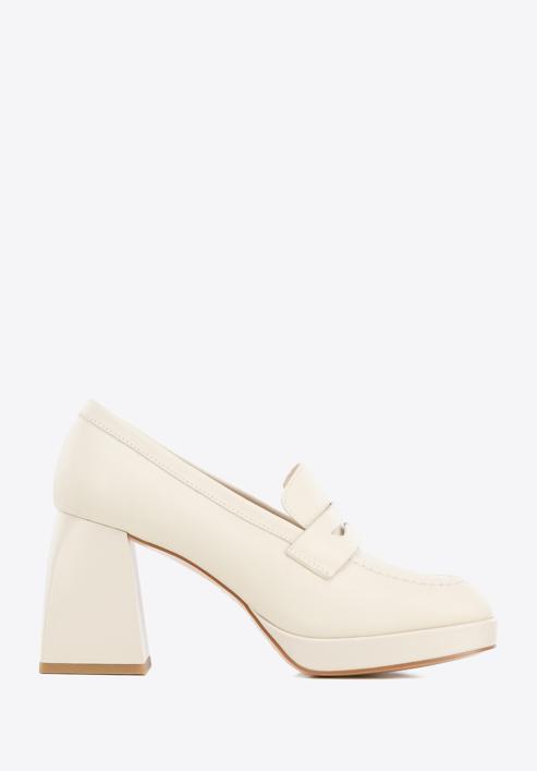 Leather platform court shoes, light beige, 96-D-507-6-39, Photo 1