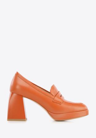 Leather platform court shoes, orange, 96-D-507-6-41, Photo 1