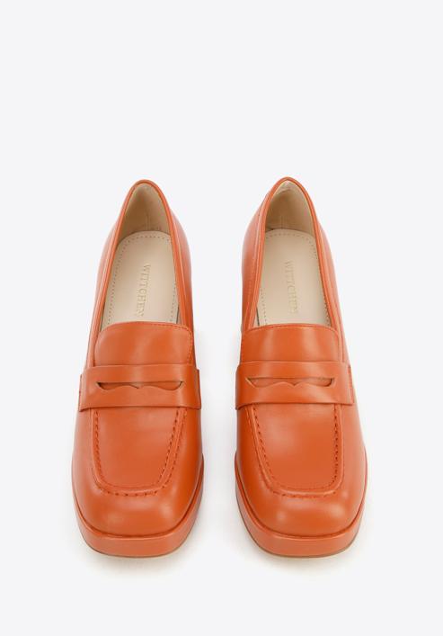 Leather platform court shoes, orange, 96-D-507-6-37, Photo 2