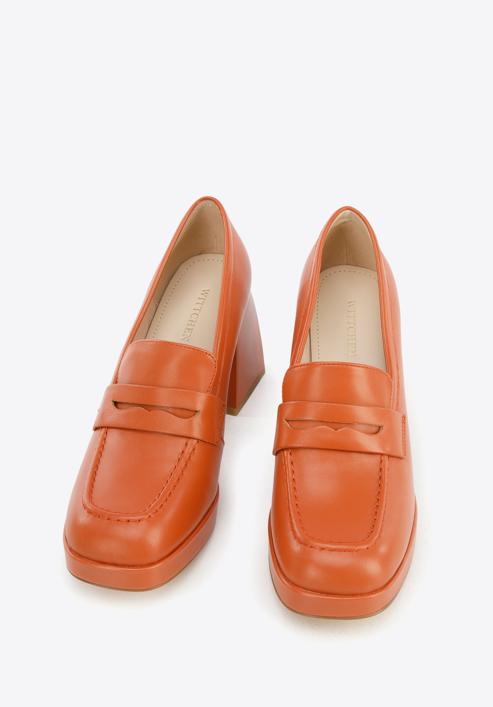 Leather platform court shoes, orange, 96-D-507-1-41, Photo 3