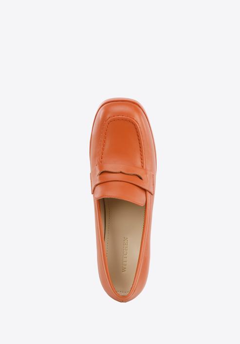 Leather platform court shoes, orange, 96-D-507-0-37, Photo 4