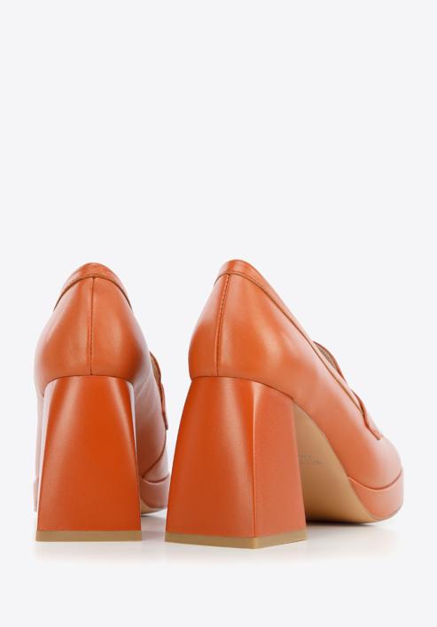 Leather platform court shoes, orange, 96-D-507-0-41, Photo 5