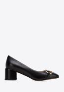 Leather block heel court shoes, black, 96-D-510-P-40, Photo 1