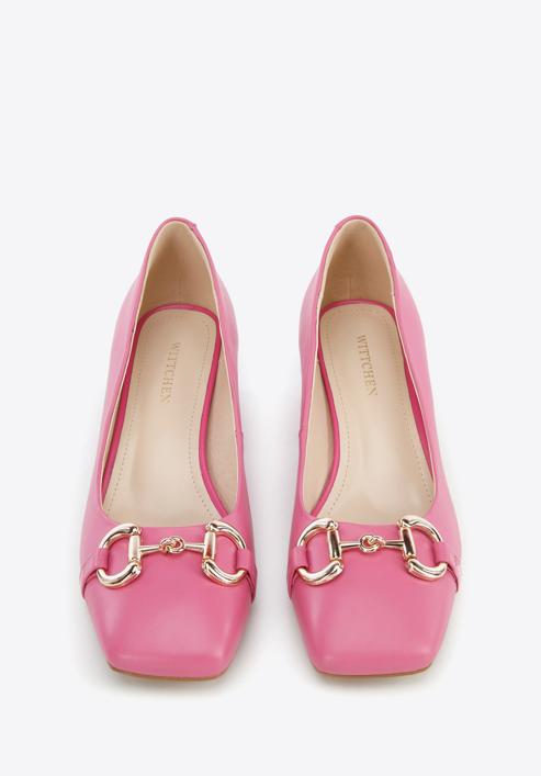 Leather block heel court shoes, pink, 96-D-510-9-38, Photo 2