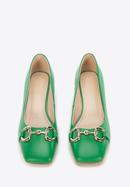 Leather block heel court shoes, green, 96-D-510-9-39, Photo 2