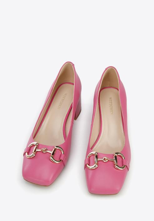 Leather block heel court shoes, pink, 96-D-510-Z-37, Photo 3