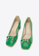 Leather block heel court shoes, green, 96-D-510-P-37, Photo 3