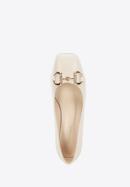 Leather block heel court shoes, light beige, 96-D-510-9-39, Photo 4