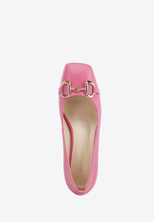 Leather block heel court shoes, pink, 96-D-510-9-38, Photo 4