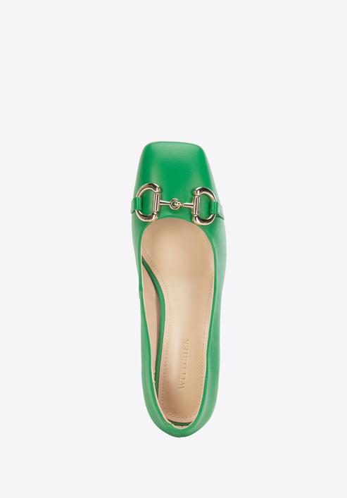 Leather block heel court shoes, green, 96-D-510-P-36, Photo 4