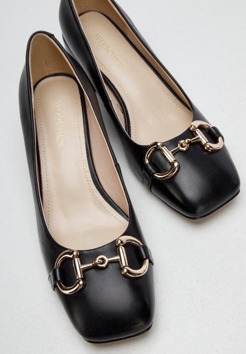 Leather block heel court shoes, black, 96-D-510-P-40, Photo 7