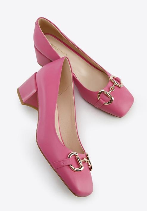 Leather block heel court shoes, pink, 96-D-510-P-35, Photo 7