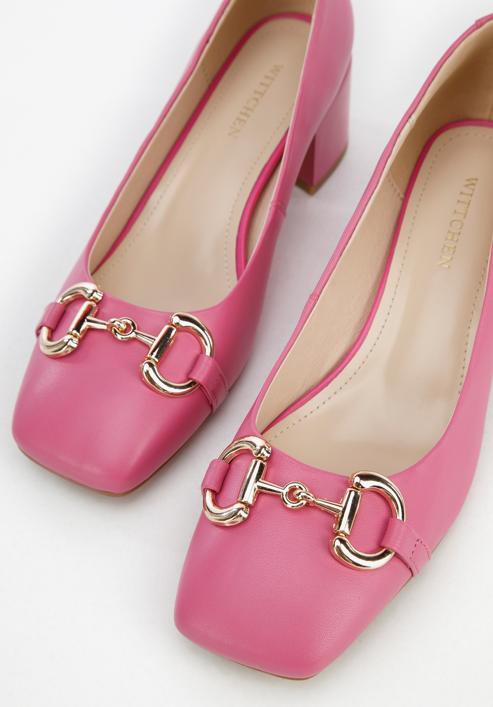 Leather block heel court shoes, pink, 96-D-510-P-38, Photo 8