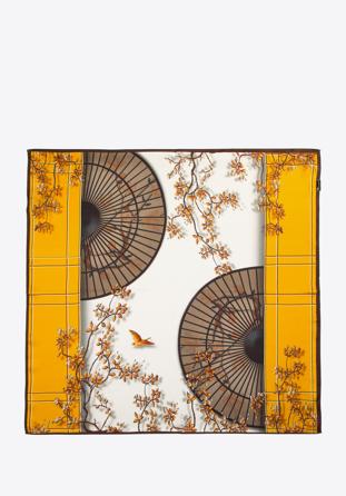 Damska apaszka jedwabna we wzory, żółto-beżowy, 97-7D-S01-X19, Zdjęcie 1
