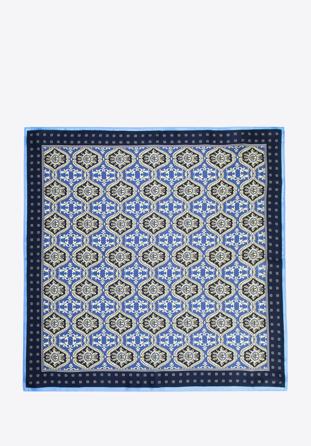 Women's patterned silk shawl, navy blue-blue, 97-7D-S01-X4, Photo 1