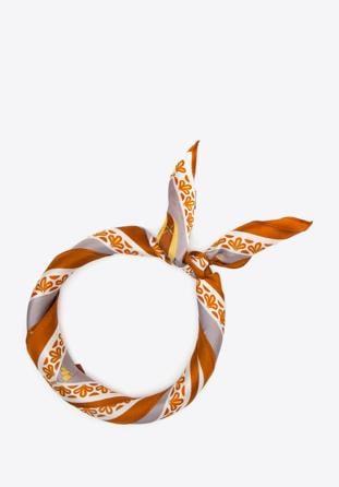 Damska apaszka jedwabna we wzory, pomarańczowo-biały, 97-7D-S01-X5, Zdjęcie 1