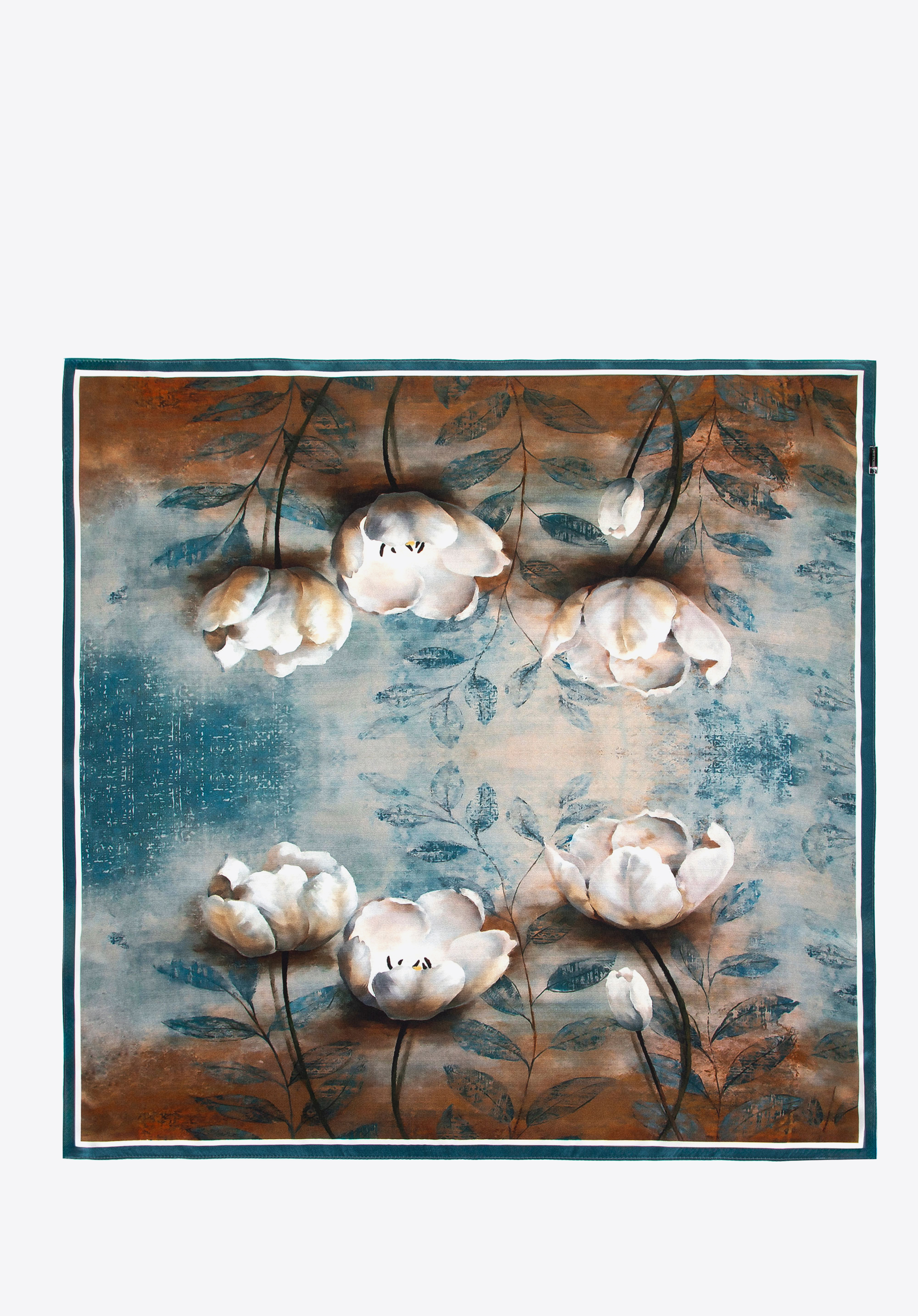 Women's silk patterned shawl, blue-brown, 100-7D-S01-X18, Photo 1