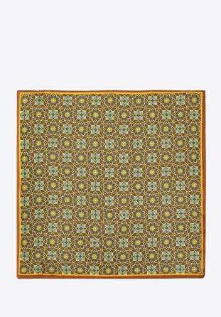 Damska apaszka jedwabna we wzory duża, brązowo-żółty, 97-7D-S02-X5, Zdjęcie 1