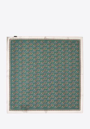 Women's large silk patterned shawl, green-beige, 95-7D-S01-X11, Photo 1