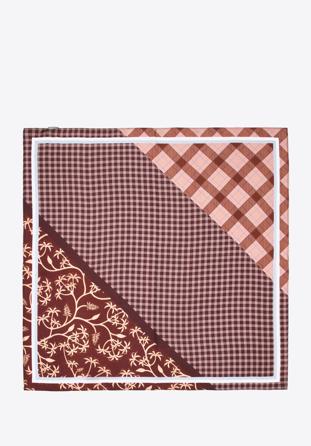Women's large silk patterned shawl, dark brown - light brown, 95-7D-S01-X3, Photo 1